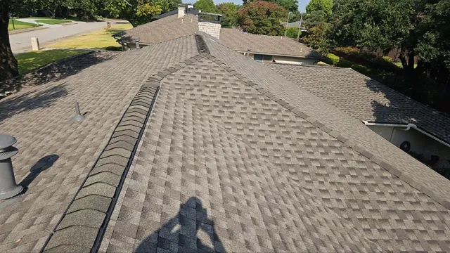 Shingle roof viewed along its ridge